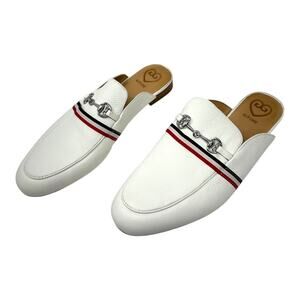 G/FORE Women’s Leather Horsebit Loafers White Slip-On Mules Size 10.5